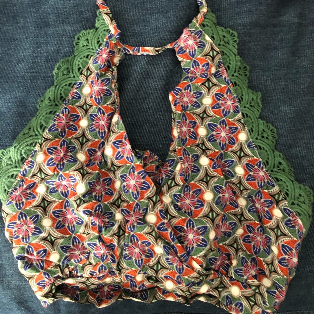 Multi color (green) tank top/crop top